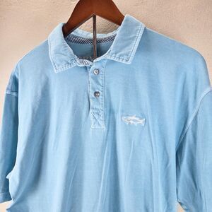 Orvis Men’s Embroidered Trout Fish Polo Shirt Light Blue Size Large